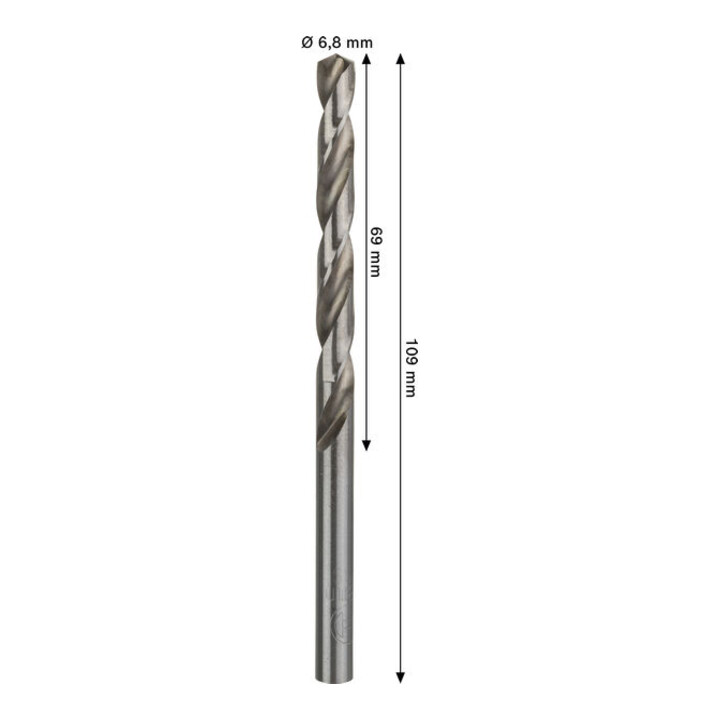 Bosch PRO Metaal HSS-G spiraalboor, 6,8 x 69 x 109 mm