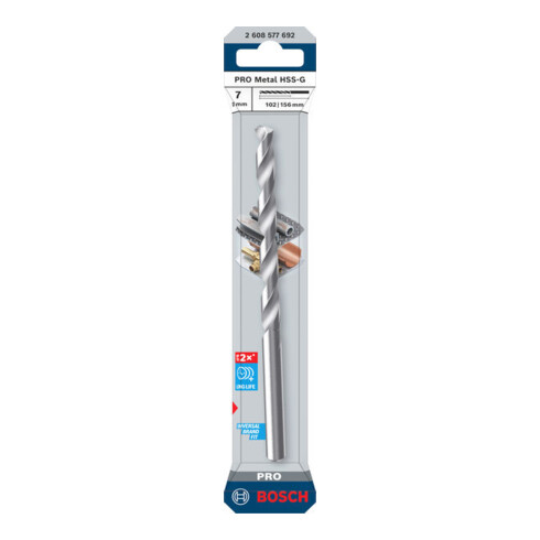 Bosch PRO Metaal HSS-G spiraalboor, 7 x 102 x 156 mm