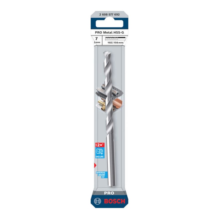 Bosch PRO Metaal HSS-G spiraalboor, 7 x 102 x 156 mm