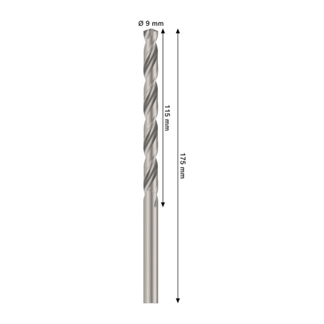 Bosch PRO Metaal HSS-G spiraalboor, 9 x 115 x 175 mm
