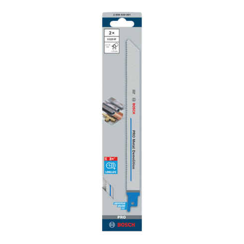 Bosch PRO Metal Demolition S1125VF Säbelsägeblatt, 1,25 x 19 x 225 mm, 2-tlg.