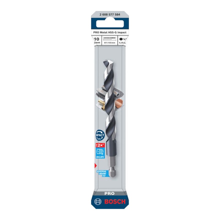 Bosch PRO Metal HSS-G Impact Spiralbohrer, 10 x 87 x 133 mm