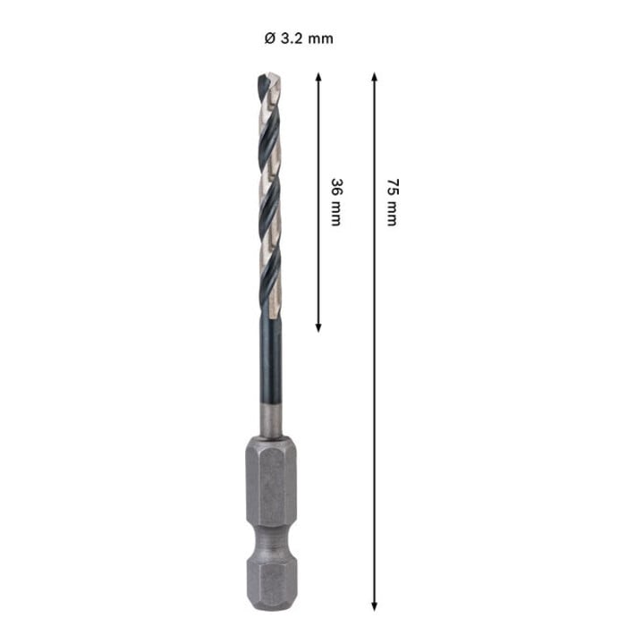 Bosch PRO Metal HSS-G Impact Spiralbohrer, 3,2 x 36 x 75 mm