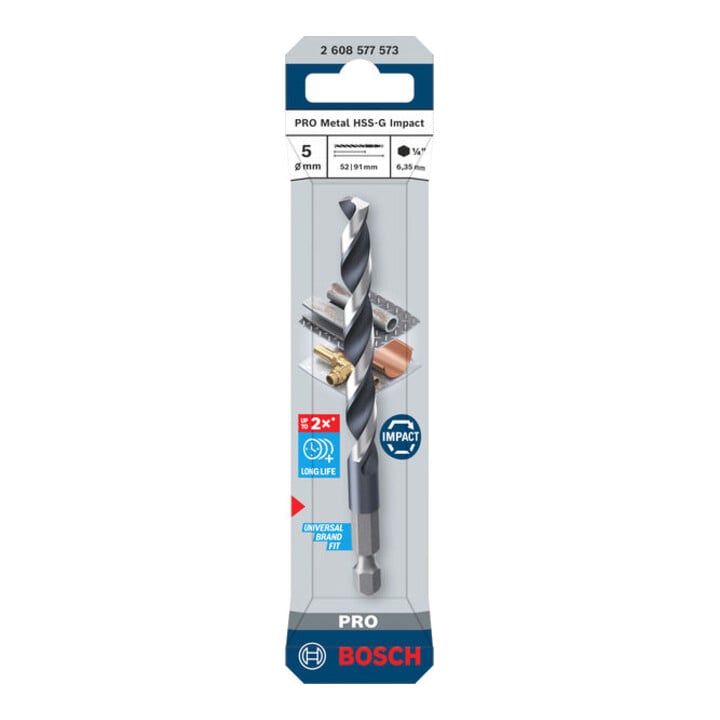 Bosch PRO Metal HSS-G Impact Spiralbohrer, 5 x 52 x 91 mm