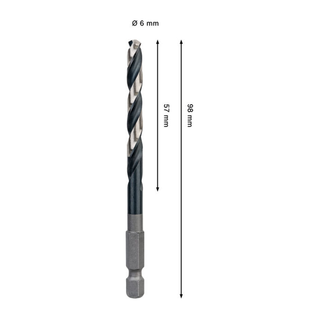 Bosch PRO Metal HSS-G Impact Spiralbohrer, 6 x 57 x 98 mm