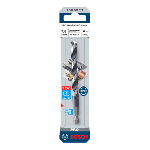 Bosch PRO Metal HSS-G Impact Spiralbohrer, 7,5 x 69 x 109 mm