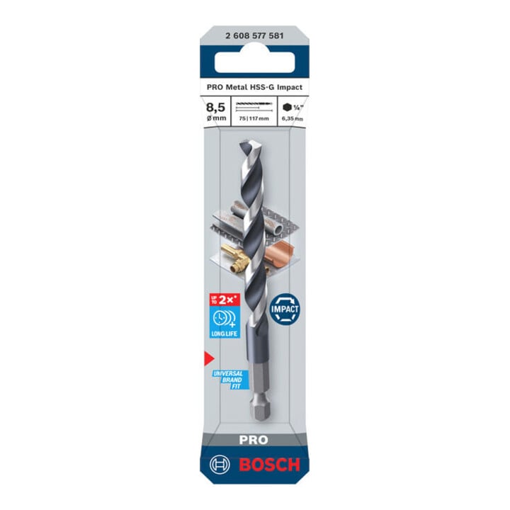 Bosch PRO Metal HSS-G Impact Spiralbohrer, 8,5 x 75 x 117 mm