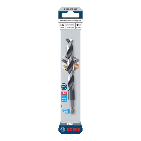 Bosch PRO Metal HSS-G Impact Spiralbohrer, 9,5 x 81 x 125 mm