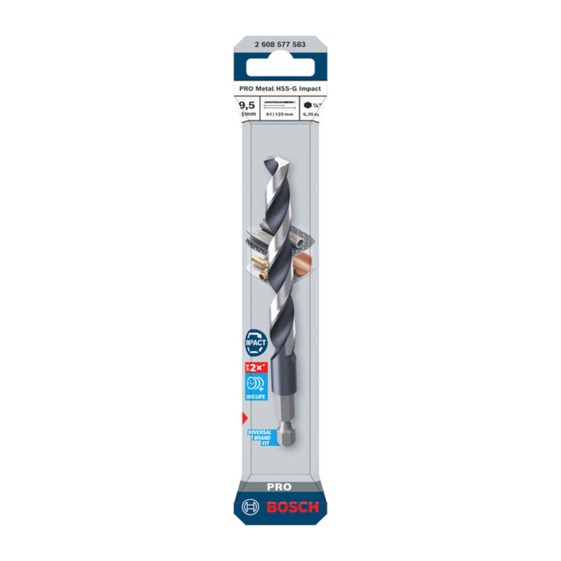 Bosch PRO Metal HSS-G Impact Spiralbohrer, 9,5 x 81 x 125 mm