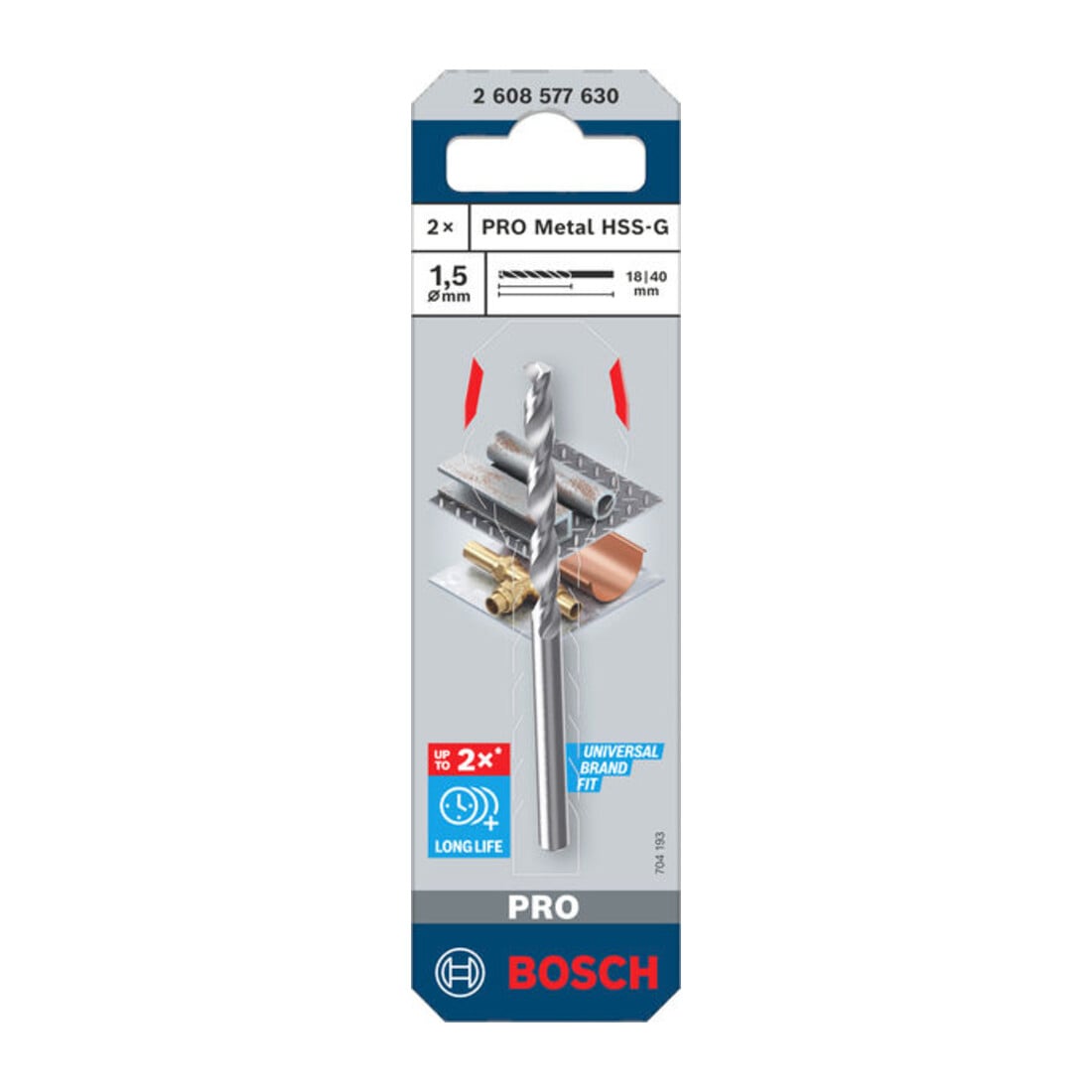 Bosch PRO Metal HSS-G Spiralbohrer, 1,5 x 18 x 40 mm