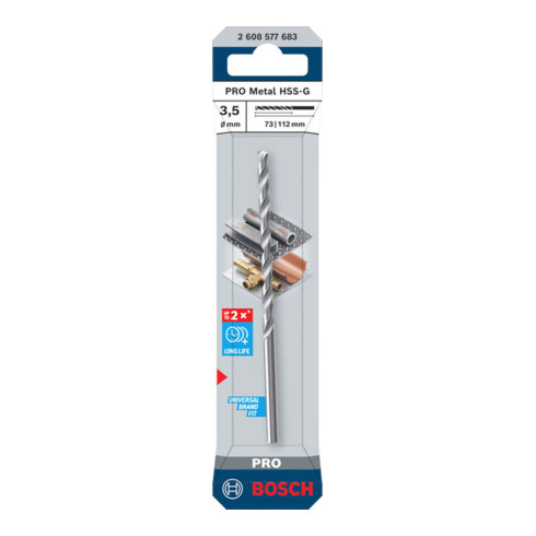 Bosch PRO Metal HSS-G Spiralbohrer, 3,5 x 73 x 112 mm