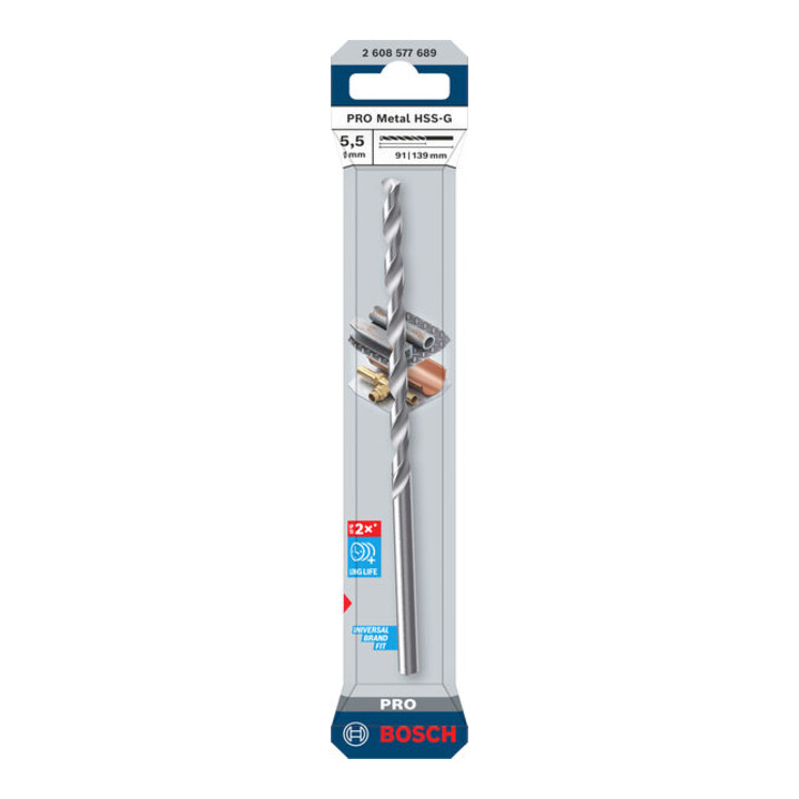Bosch PRO Metal HSS-G Spiralbohrer, 5,5 x 91 x 139 mm