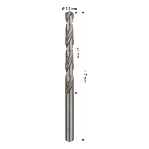 Bosch PRO Metal HSS-G Spiralbohrer, 7,8 x 75 x 117 mm