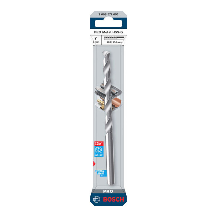 Bosch PRO Metal HSS-G Spiralbohrer, 7 x 102 x 156 mm