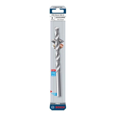 Bosch PRO Metal HSS-G Spiralbohrer, 9 x 115 x 175 mm