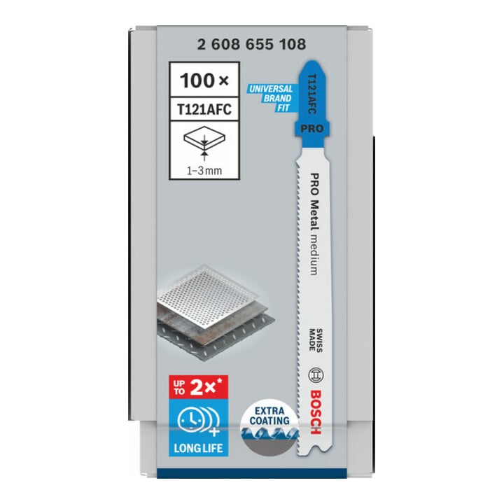 Bosch PRO Metal medium T121AFC Stichsägeblatt, 92 mm, 100-tlg.