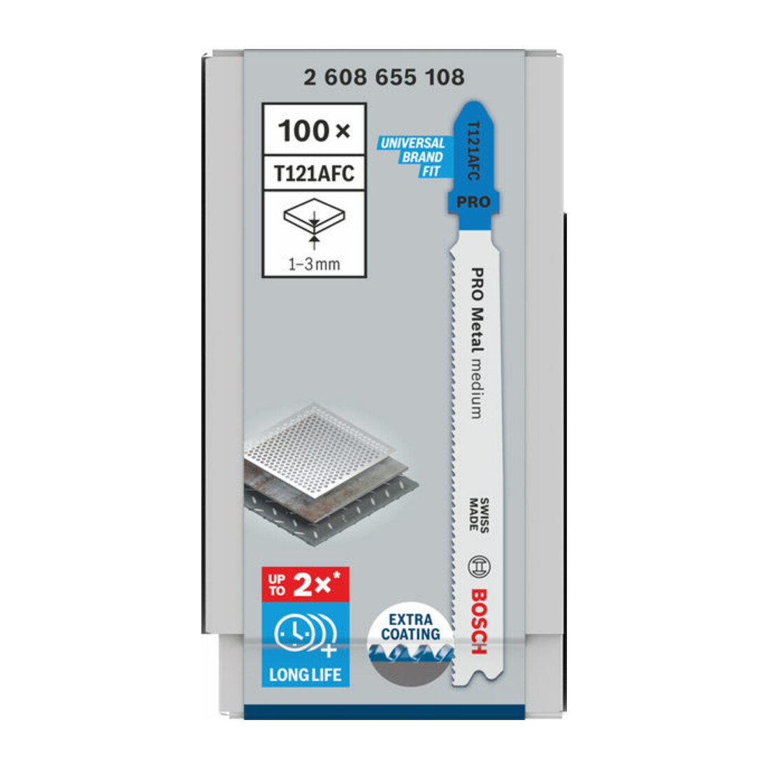 Bosch PRO Metal medium T121AFC Stichsägeblatt, 92 mm, 100-tlg.