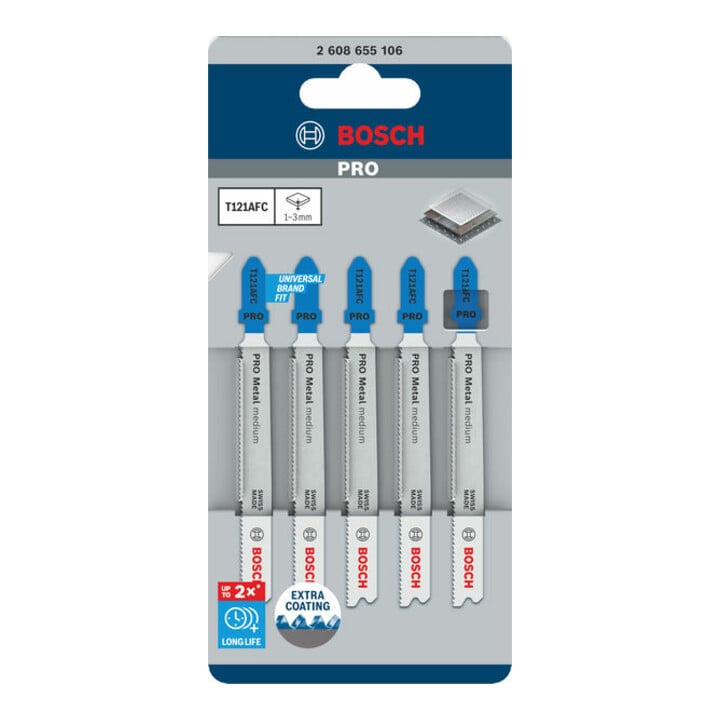 Bosch PRO Metal medium T121AFC Stichsägeblatt, 92 mm, 5-tlg.