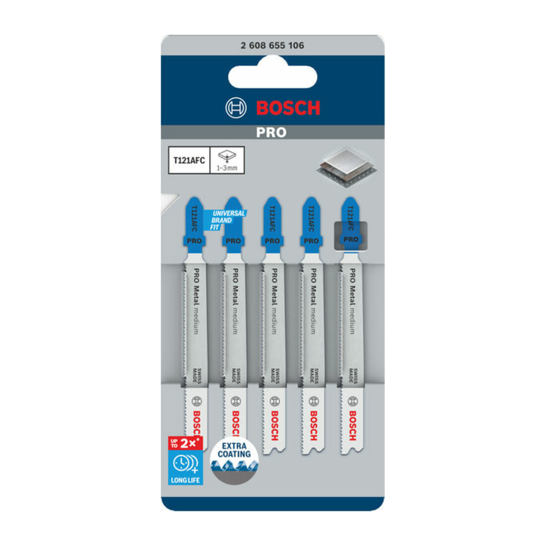 Bosch PRO Metal medium T121AFC Stichsägeblatt, 92 mm, 5-tlg.