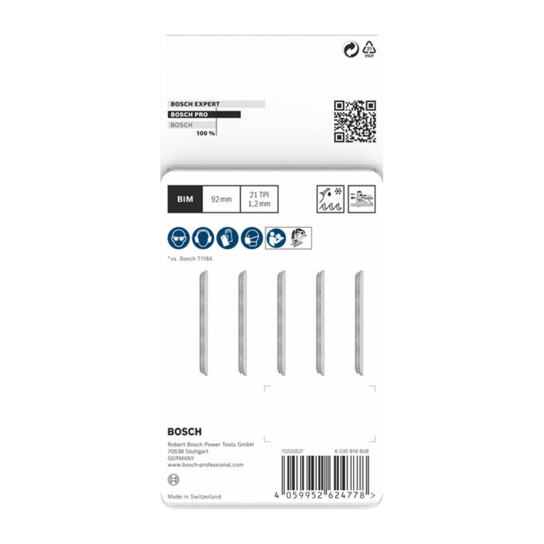 Bosch PRO Metal medium T121AFC Stichsägeblatt, 92 mm, 5-tlg.