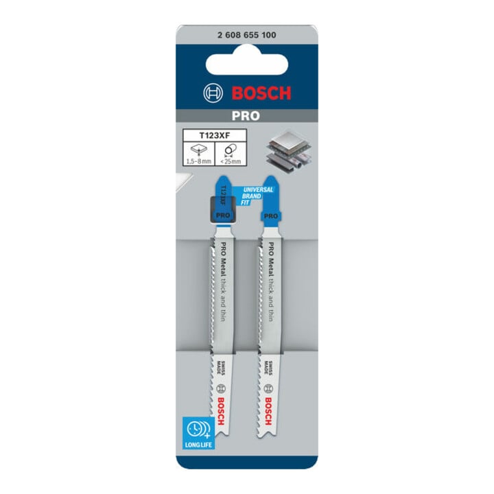 Bosch PRO Metal thick and thin T123XF Stichsägeblatt, 100 mm, 2-tlg.