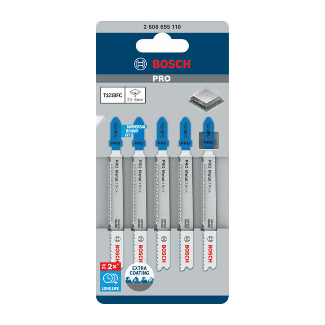 Bosch PRO Metal thick T121BFC Stichsägeblatt, 92 mm, 5-tlg.
