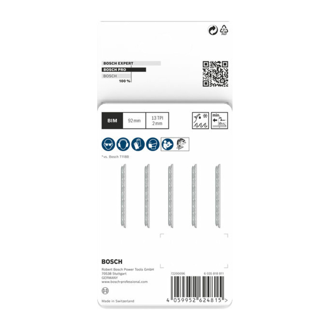 Bosch PRO Metal thick T121BFC Stichsägeblatt, 92 mm, 5-tlg.