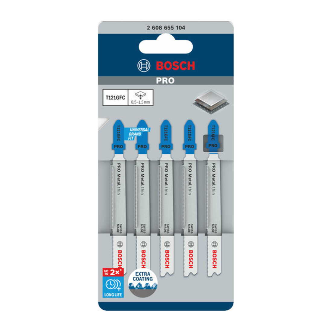 Bosch PRO Metal thin T121GFC Stichsägeblatt, 92 mm, 5-tlg.