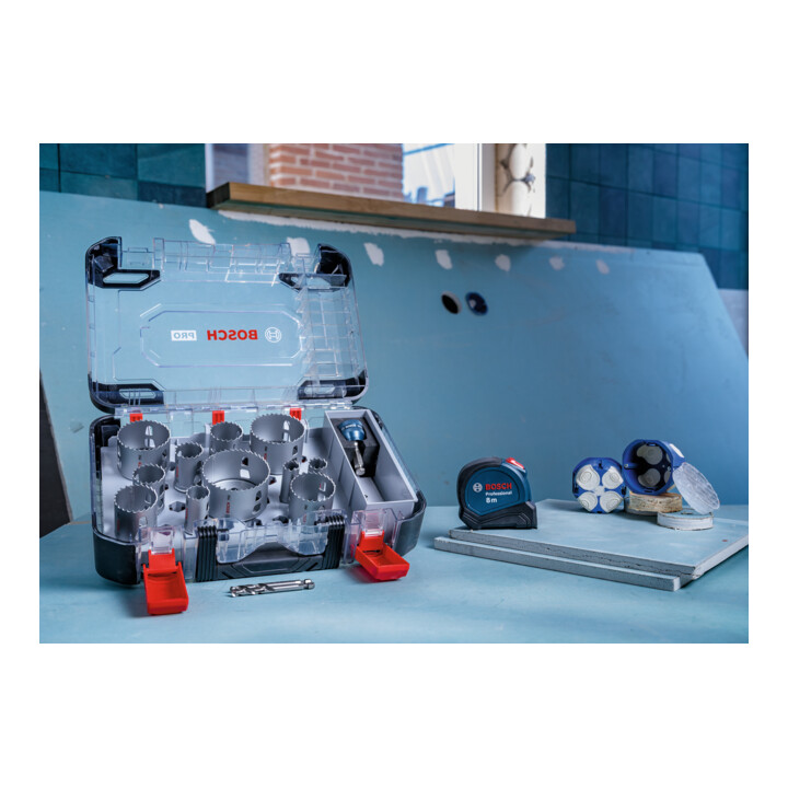 Bosch PRO MM Lochsägen Koffer 14tlg Maßband 8m