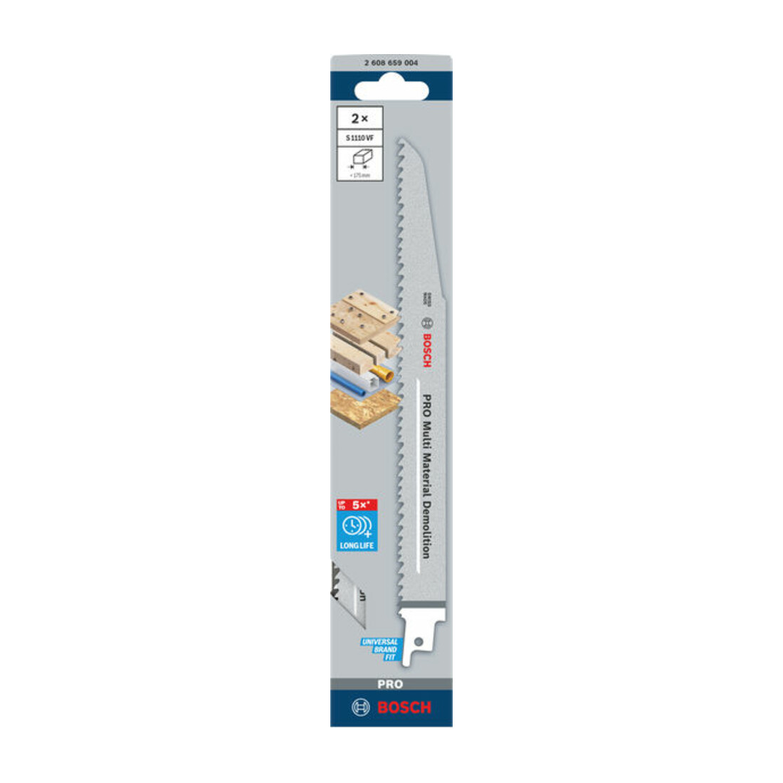 Bosch PRO Multi Material Demolition S1110VF Säbelsägeblatt, 1,6 x 22 x 225 mm, 2-tlg.
