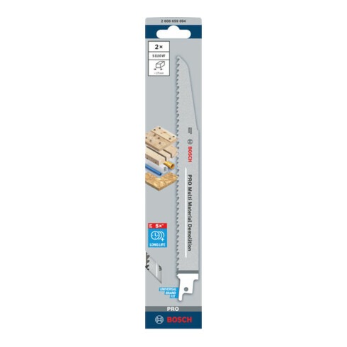 Bosch PRO Multi Material Demolition S1110VF Säbelsägeblatt, 1,6 x 22 x 225 mm, 2-tlg.