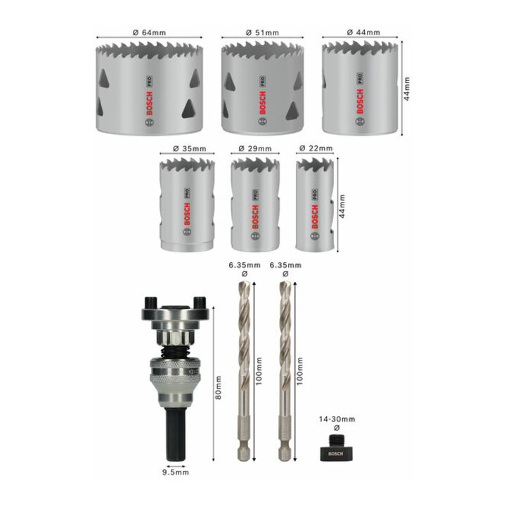 Bosch PRO Multi Material Lochsäge Q-Lock Halter-Set, 10-tlg.