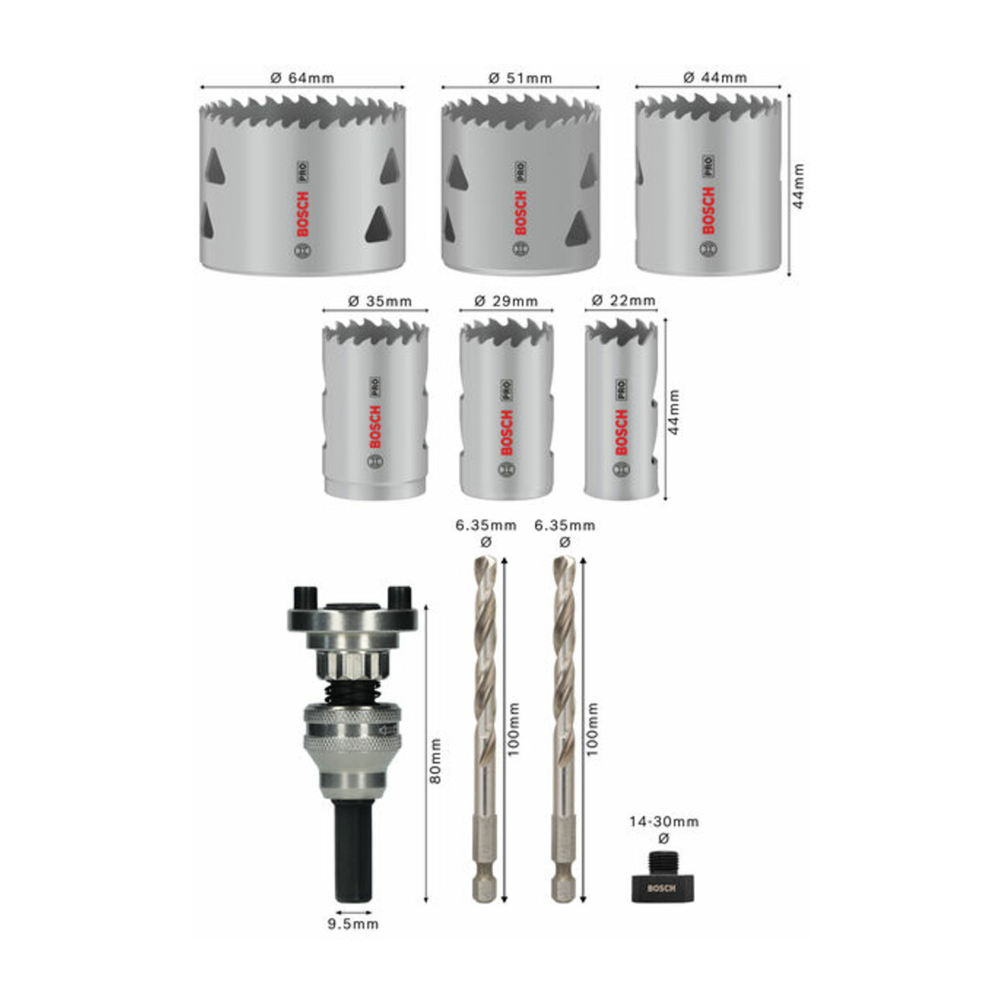 Bosch PRO Multi Material Lochsäge Q-Lock Halter-Set, 10-tlg.