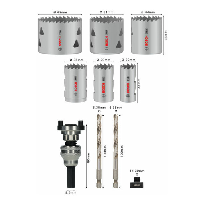 Bosch PRO Multi Material Lochsäge Q-Lock Halter-Set, 10-tlg.