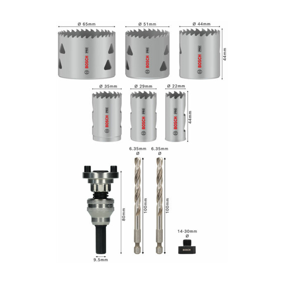 Bosch PRO Multi Material Lochsäge Q-Lock Halter-Set, 10-tlg.