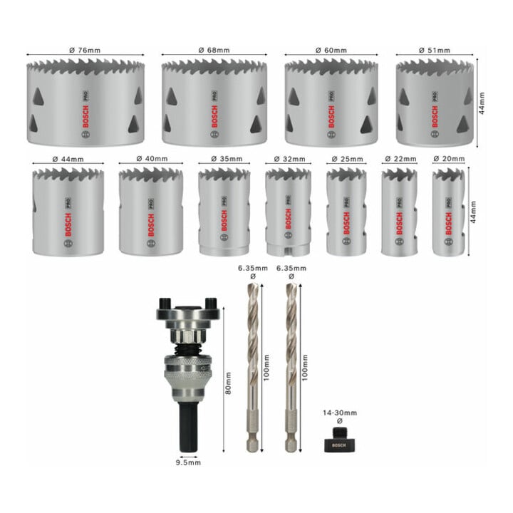 Bosch PRO Multi Material Lochsäge Q-Lock Halter-Set, 15-tlg.