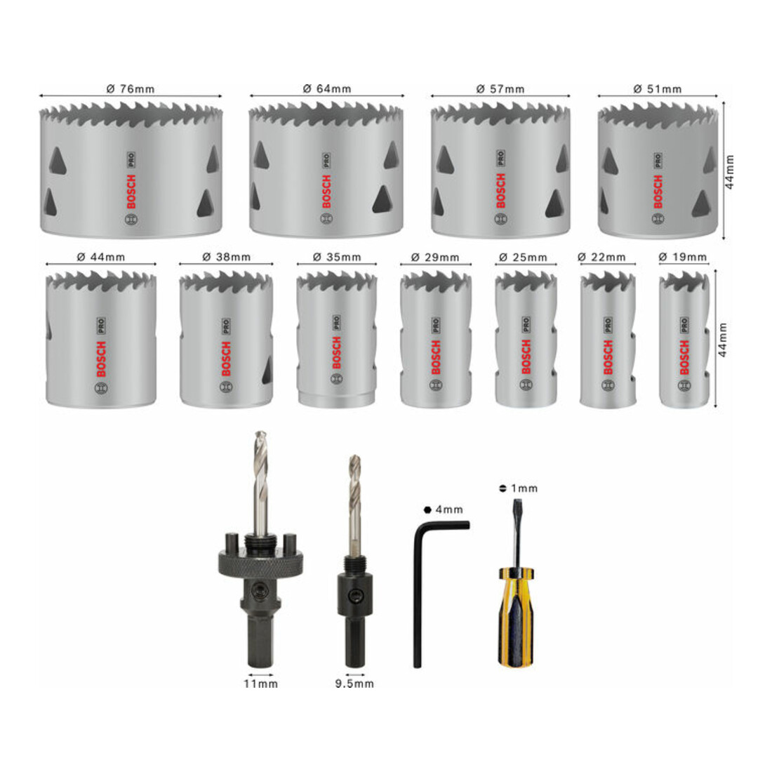 Bosch PRO Multi Material Lochsägen-Set, 19-76mm, 17-tlg.
