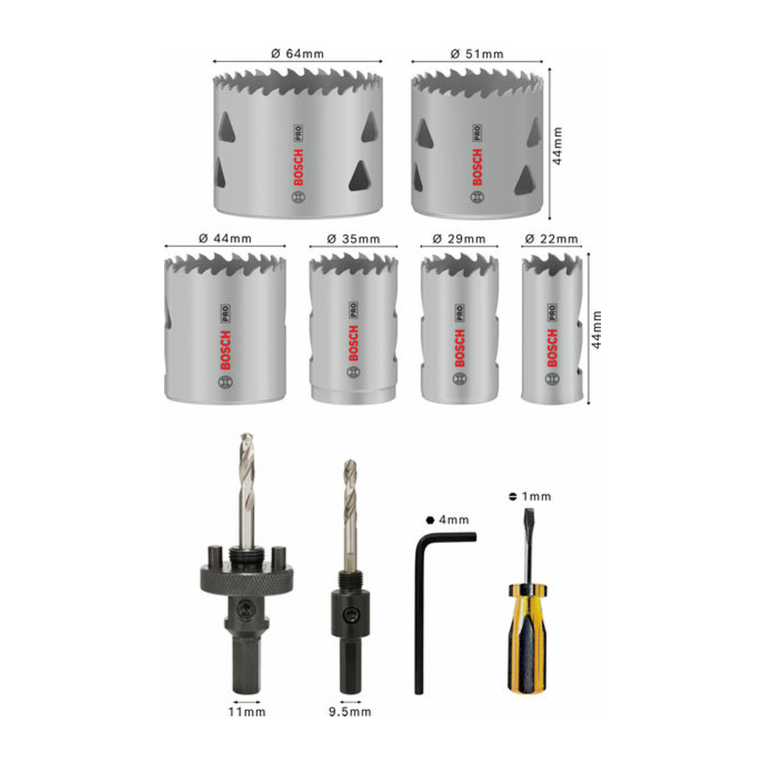 Bosch PRO Multi Material Lochsägen-Set, 22-64mm, 12-tlg.