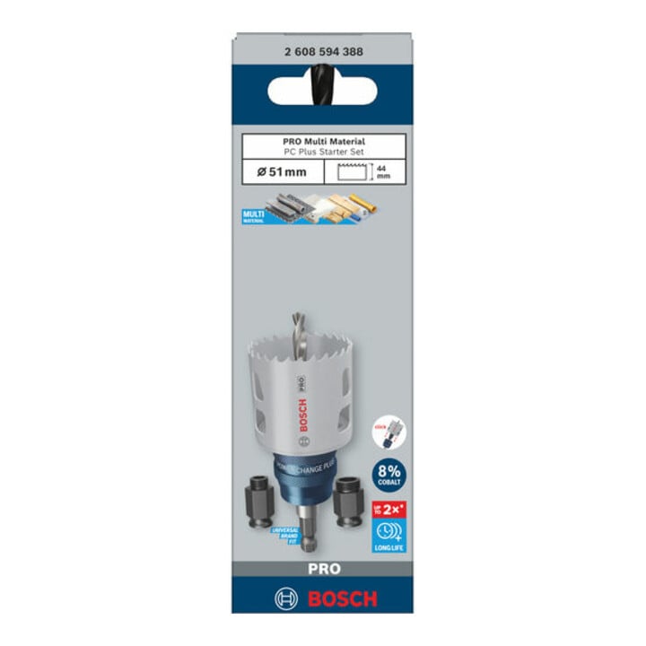 Bosch PRO Multi Material PC Plus Lochsäge, 51 mm, Starter-Set, 5-tlg.