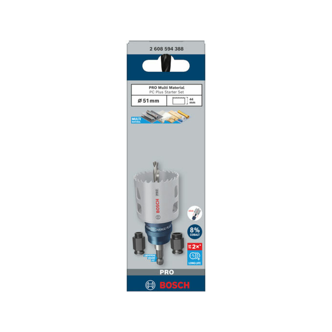 Bosch PRO Multi Material PC Plus Lochsäge, 51 mm, Starter-Set, 5-tlg.