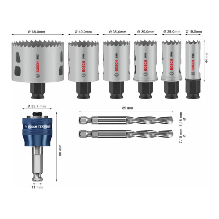 Bosch PRO Multi Material PC Plus Lochsägen-Set, 19-68 mm,9-tlg.