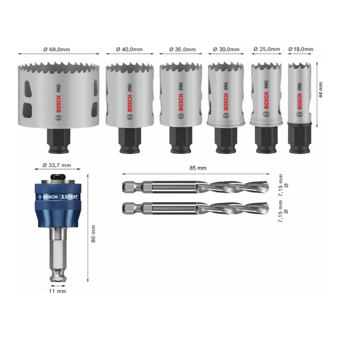 Bosch PRO Multi Material PC Plus Lochsägen-Set, 19-68 mm,9-tlg.