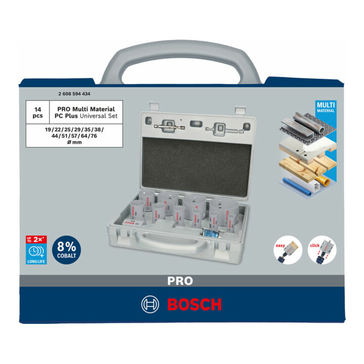 Bosch PRO Multi Material PC Plus Lochsägen-Set, 19-76 mm,14-tlg.