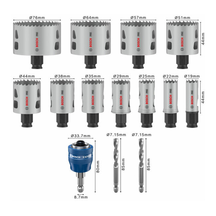Bosch PRO Multi Material PC Plus Lochsägen-Set, 19-76 mm,14-tlg.