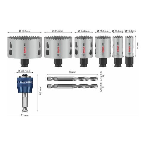 Bosch PRO Multi Material PC Plus Lochsägen-Set, 19-83 mm 9-tlg.
