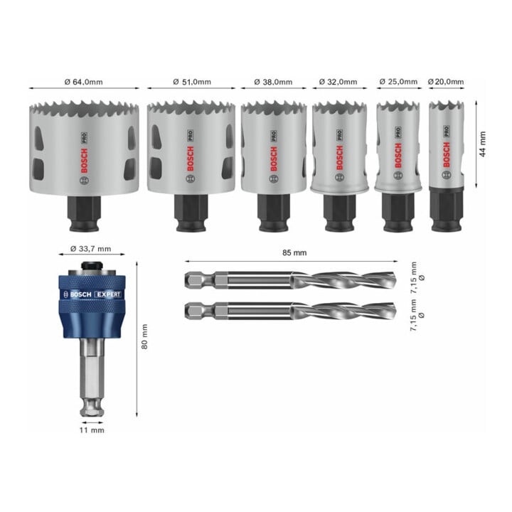 Bosch PRO Multi Material PC Plus Lochsägen-Set, 20-38, 64 mm, 9-tlg.