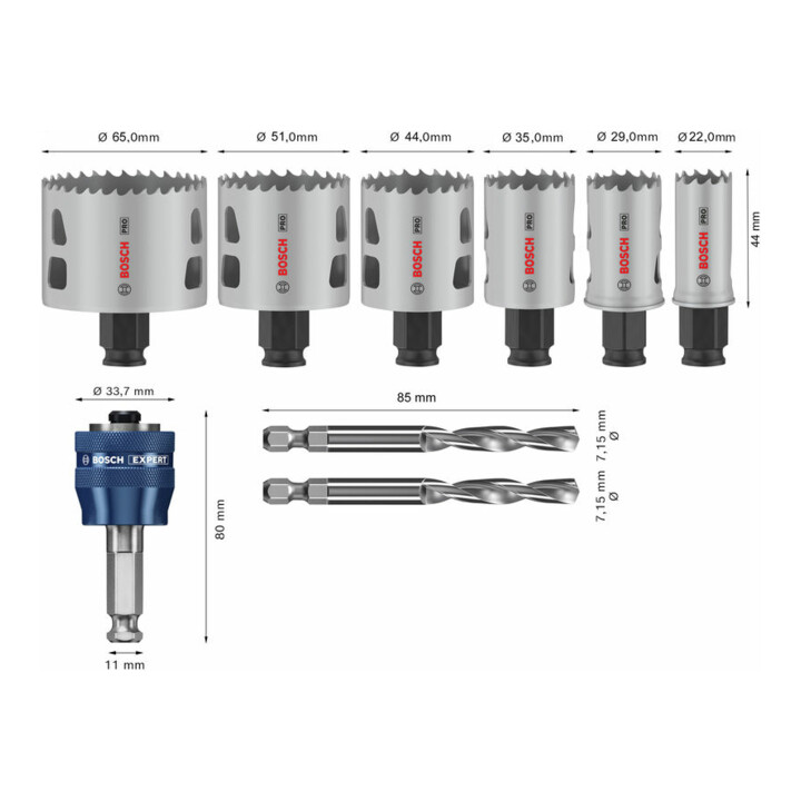 Bosch PRO Multi Material PC Plus Lochsägen-Set, 20-65 mm, 9-tlg.