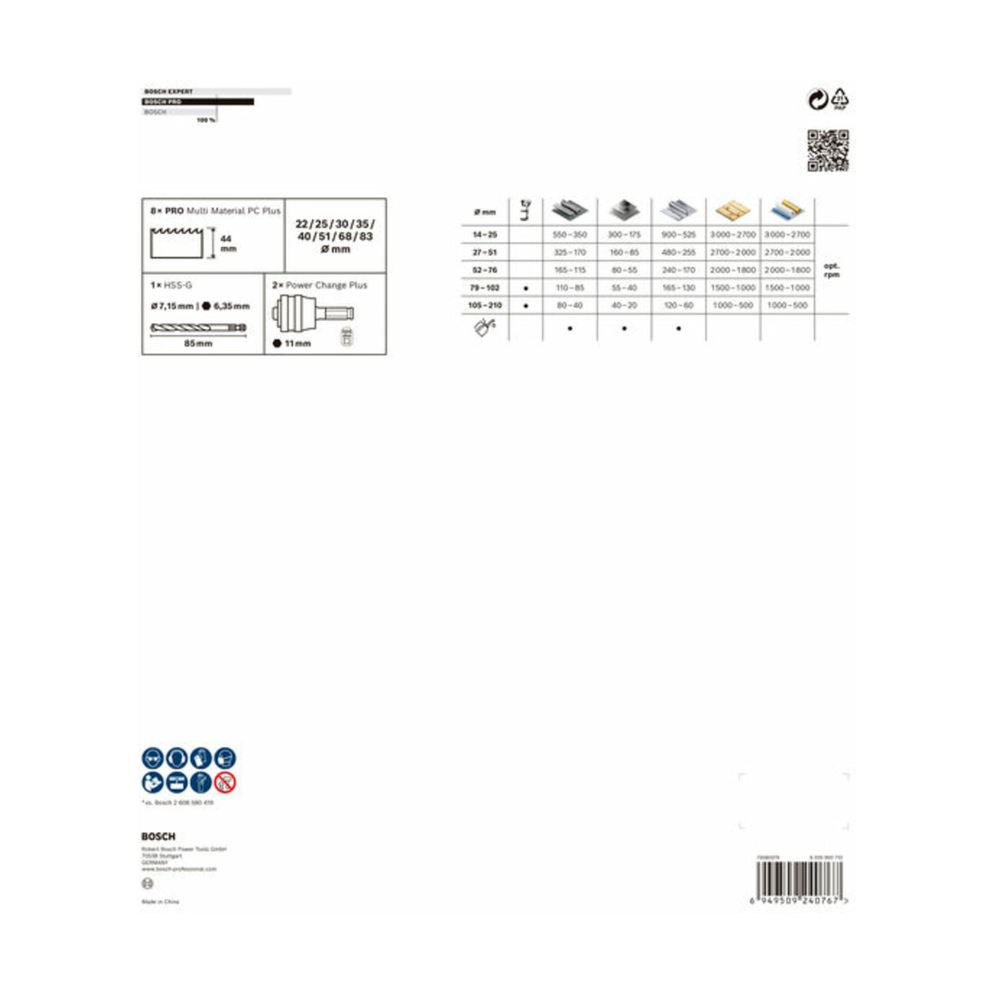 Bosch PRO Multi Material PC Plus Lochsägen-Set, 22-83 mm, 11-tlg.