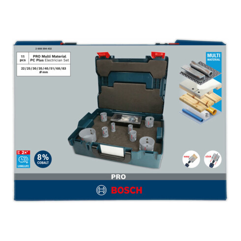 Bosch PRO Multi Material PC Plus Lochsägen-Set, 22-83 mm, 11-tlg.