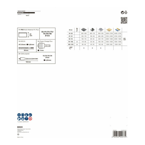 Bosch PRO Multi Material PC Plus Lochsägen Set, 22-86 mm, 13-tlg.
